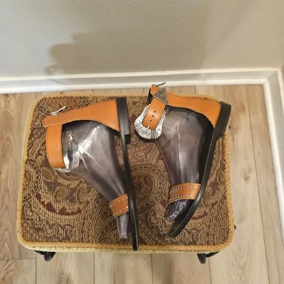 Zadig & Voltaire Studded Brown Leather Sandals Size 39 - Picture 5 of 10